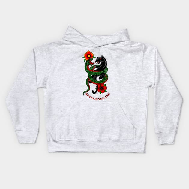 Snake V Panther Kids Hoodie by Abandoned Ink